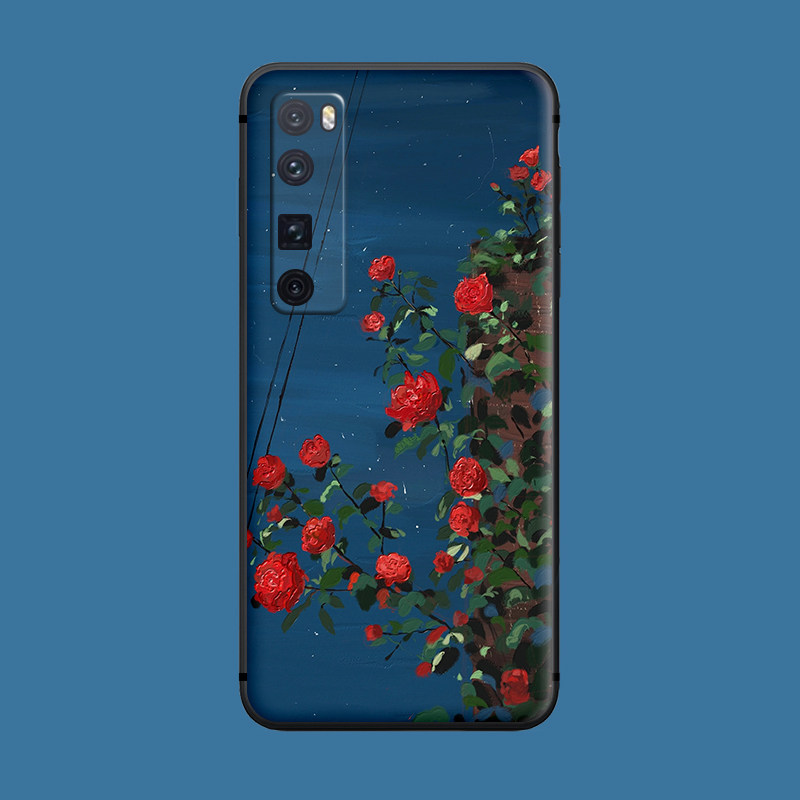 适用于全包创意华为手机壳nova9/7pro磨砂防摔8se夜色冷淡风5z/4/