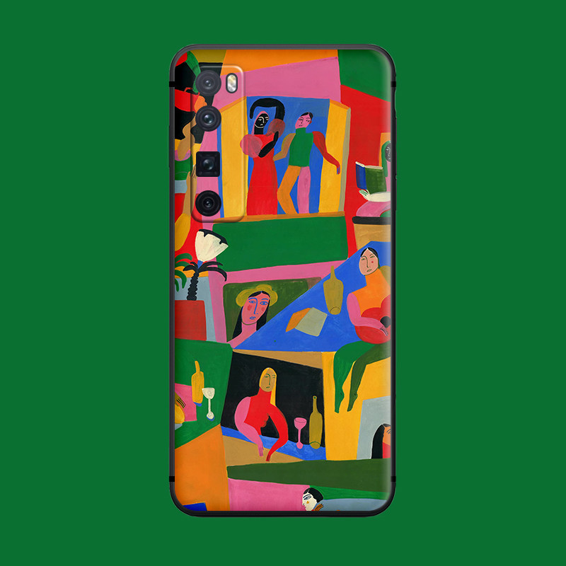 适用于华为手机壳nova9/8se/7pro/趣味卡通艺术5z/4e创意油画磨砂