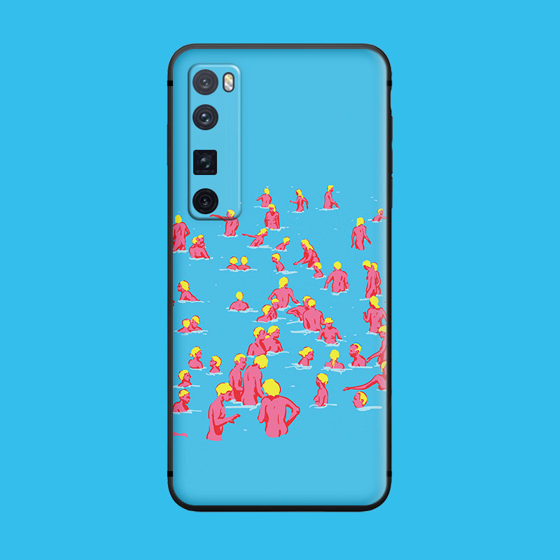 适用于华为手机壳nova9/8se/7pro/趣味夏季海边5z/4e创意油画磨砂