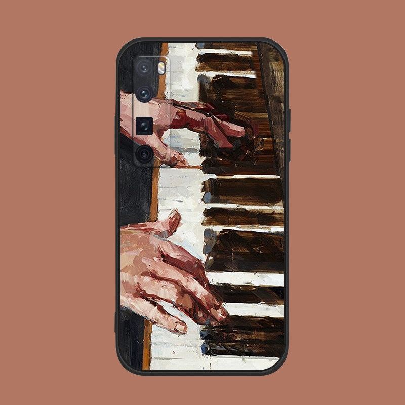 适用于弹钢琴手机壳华为nova9/8se/7pro液态硅胶/5t/4欧美油画艺术
