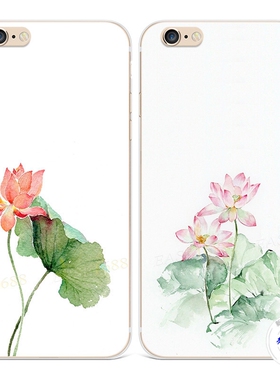 适用于简约荷花XRiPhone8plus苹果13手机壳14Promax女款6s文艺7莲花5SE第一1二2三3代五六七八十四