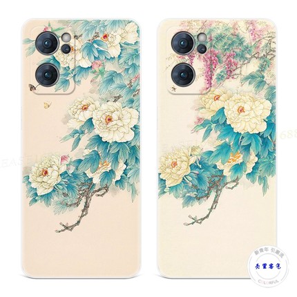 文艺牡丹花9适用于oppo reno7手机壳8pro+6中国风4se唯美5k简约3元气版2z女款Ace软十