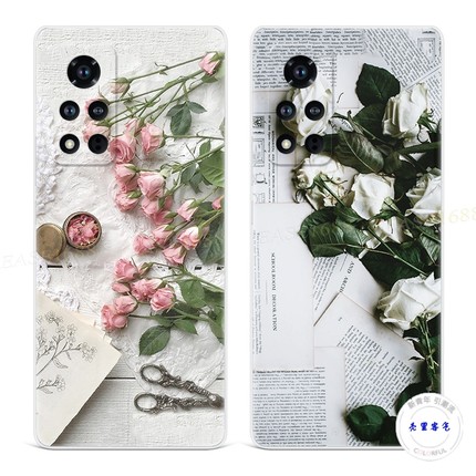 文艺玫瑰花适用于华为荣耀v40手机壳v20v30pro冷淡风v10女款v9play