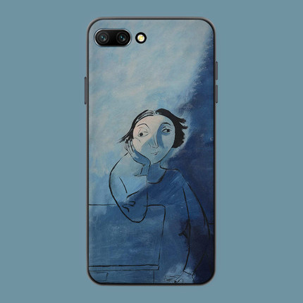 适用于油画思考者荣耀30pro手机壳60/50se磨砂v30/9复古欧美艺术v40