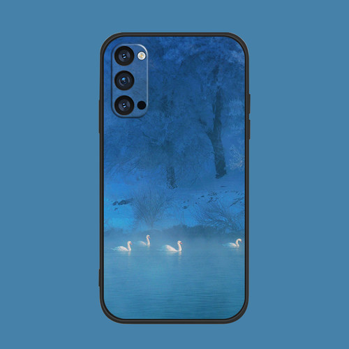 适用于防摔oppo手机壳findx3pro/reno/5/7四只白天鹅ace2硅胶软r17