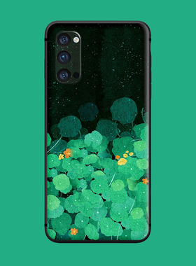 适用于中国风findx3手机壳oppo硅胶软renopro/5/7绿色睡莲r17/ace2