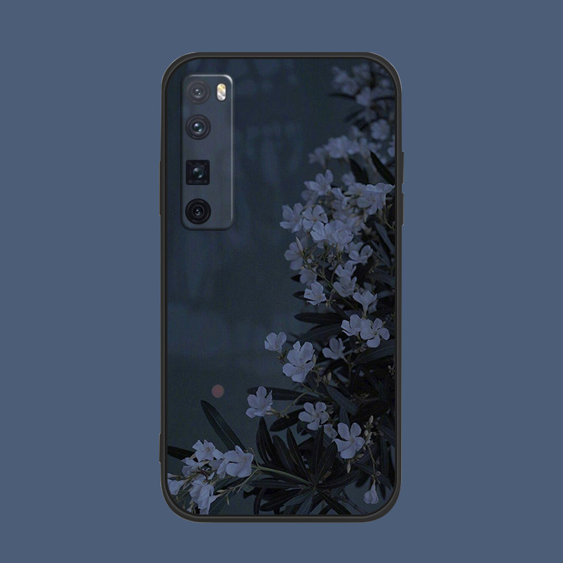 适用于华为手机壳nova9/8se/夜色栀子花7pro/5z/4艺术创意硅胶防摔