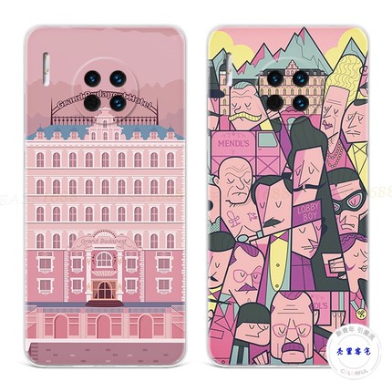 布达佩斯大饭店适用于华为mate30手机壳40pro+50插画20x粉色10e9女8