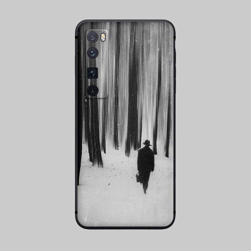 适用于华为nova9/8se手机壳7pro黑白背影冷淡风创意磨砂创意5i全包