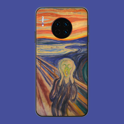 适用于蒙克呐喊手机壳华为mate40 Pro/30欧美油画复古20x尖叫10/9/8