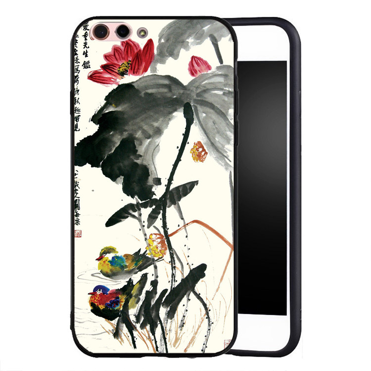 适用于华为包邮oppor9壳手机R11R9SR11S硅胶PLUS男女水墨荷花mi