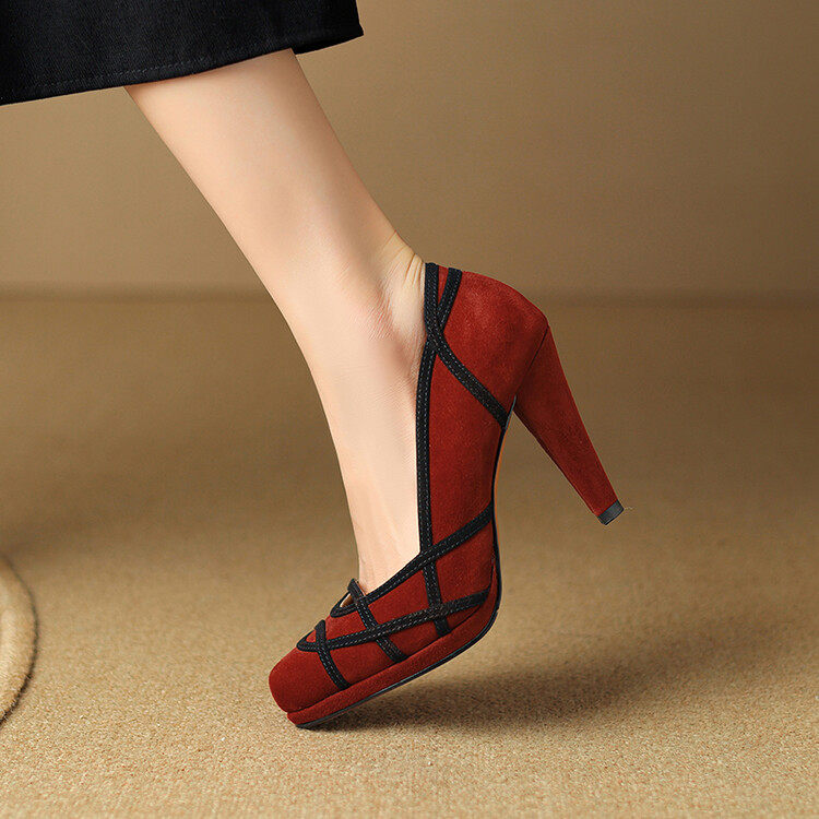 锥形跟tpr(牛筋)头层猪皮18-40岁高跟鞋浅口单鞋