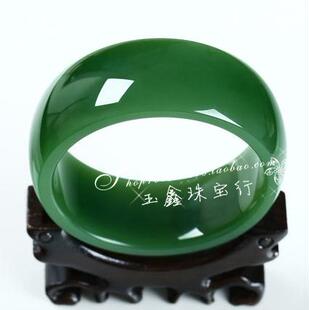 和田色玉碧绿色祖母绿手镯水润加宽加厚碧绿玉手镯子女款送礼时尚