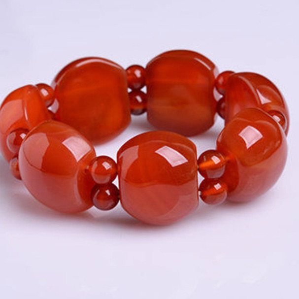 天然正品红玛瑙A货玉髓圆手链手排男女转运珠手串玉手镯手链时尚