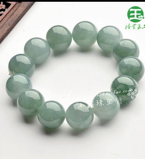 天然缅甸翡翠手链冰油青飘花玉珠