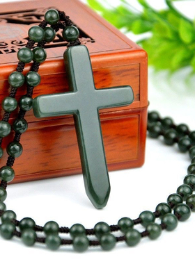 新品菠菜绿色十字架吊坠男女款挂件信物挂坠项链饰品时尚百搭