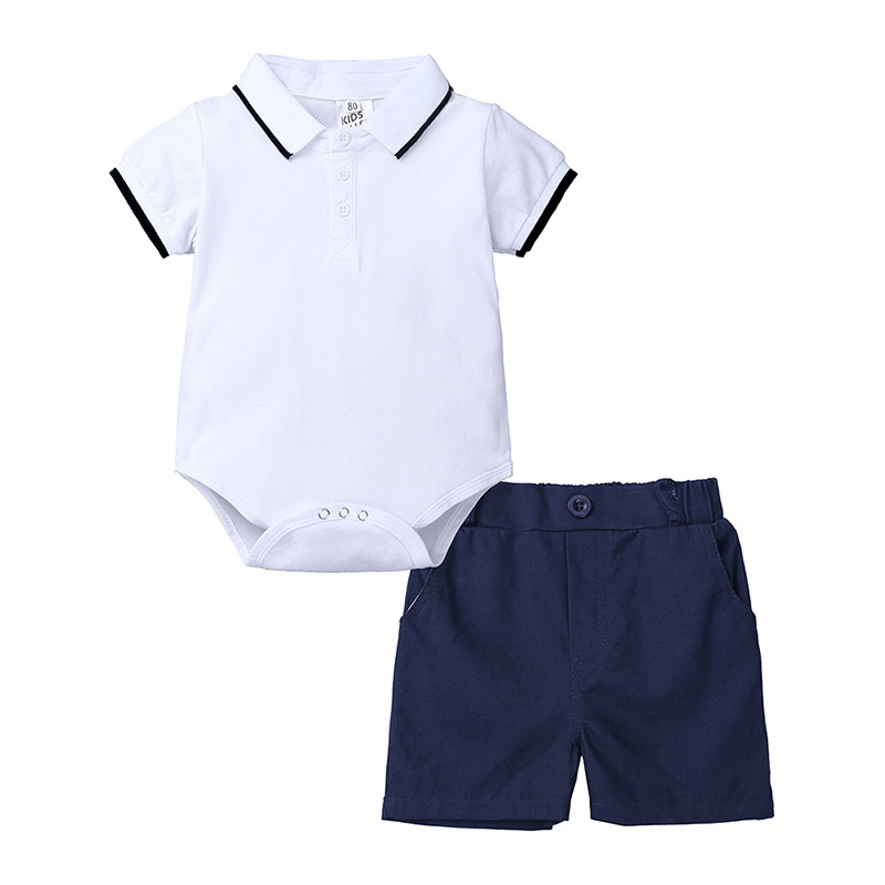 Boys Polo Shirt Short Sleeve suit summer S4 baby polo shirt ha Yi baby Lapel bag fart shorts two piece set