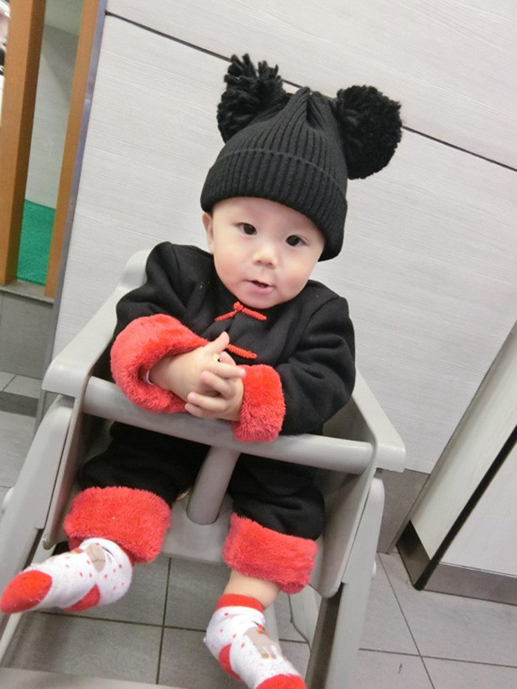 婴儿唐装宝宝连体衣冬季加绒外套