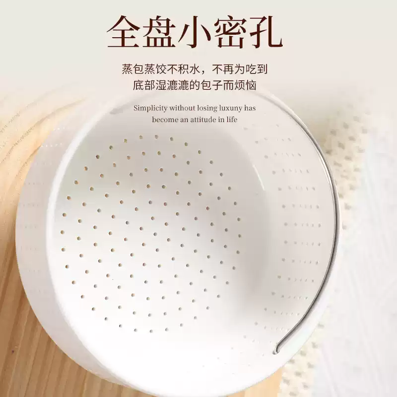 深口碗电饭锅蒸碗隔水蒸米碗陶瓷单人用碗加厚带手提袋底座沥水盘