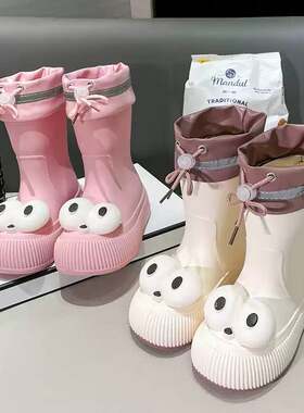 可爱卡通软底雨靴学生中大童防滑防水鞋女童亲子儿童韩版雨鞋