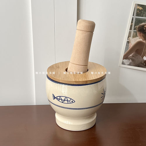 日式老式捣蒜泥带盖神器