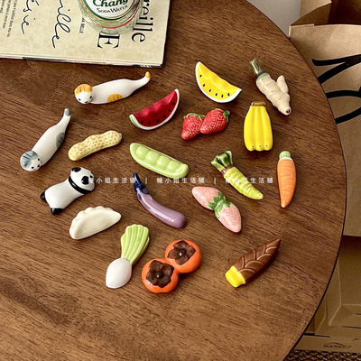 可爱仿真水果蔬菜桌面摆件筷子托