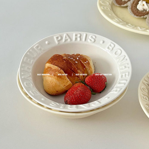 高颜值浮雕陶瓷碗好看饭碗甜品碗