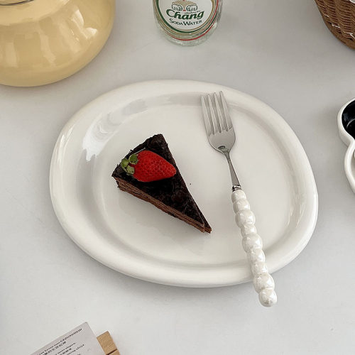 法式ins风白色异形陶瓷西餐盘