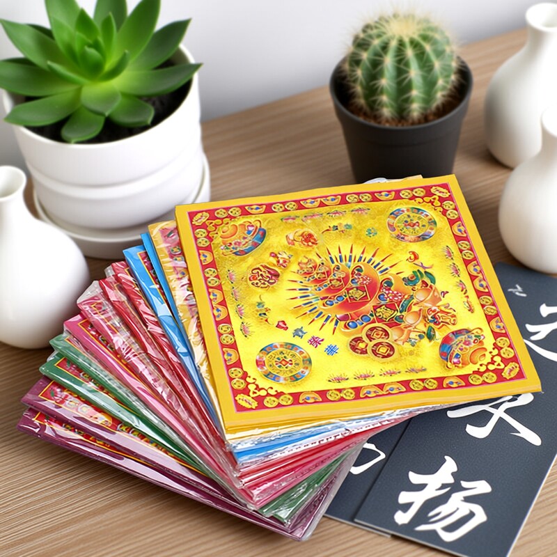双面彩印烫金纸佛金富贵平安