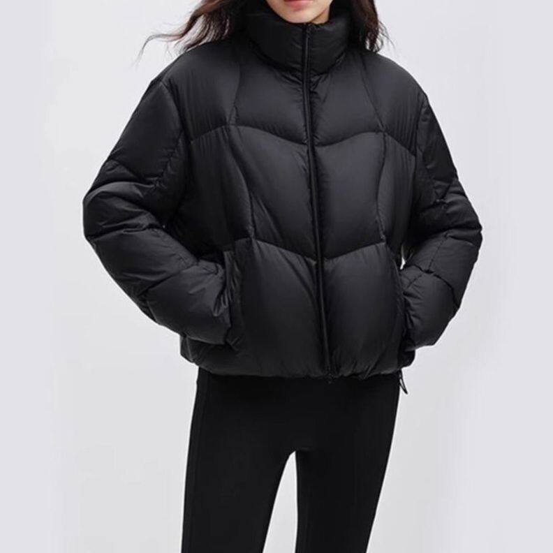 ins女装立领羽绒服棉服短款新款小个子保暖面包服外套冬黑色氨纶