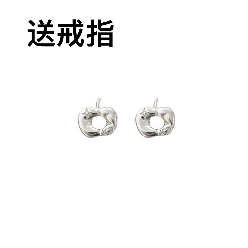 999纯银苹果鼓鼓抱枕原创耳钉耳夹 烧白耳饰 系列