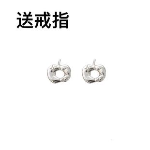 999纯银苹果鼓鼓抱枕原创耳钉耳夹 烧白耳饰 系列
