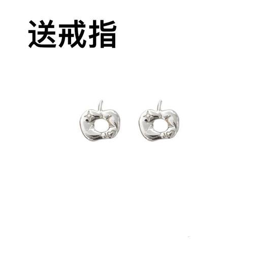 S999纯银苹果鼓鼓抱枕原创耳钉耳夹 烧白耳饰 系列