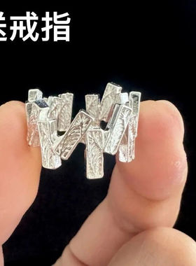 S925纯银唐草阑珊开口戒指女2025年新款国潮风花纹元素小众简约指