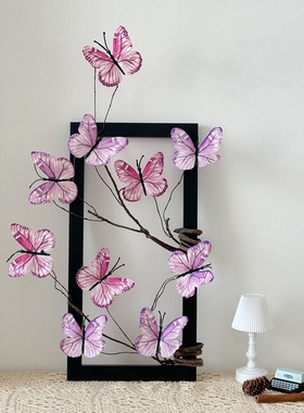 中古风仿真蝴蝶花相框摆件客厅桌面轻奢装饰品diy画框民宿墙面画
