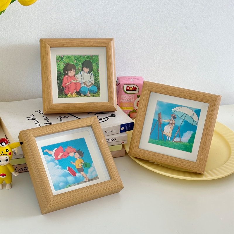 治愈系宫崎骏漫画桌面小相框摆件千与千寻起风了木质画框家居装饰