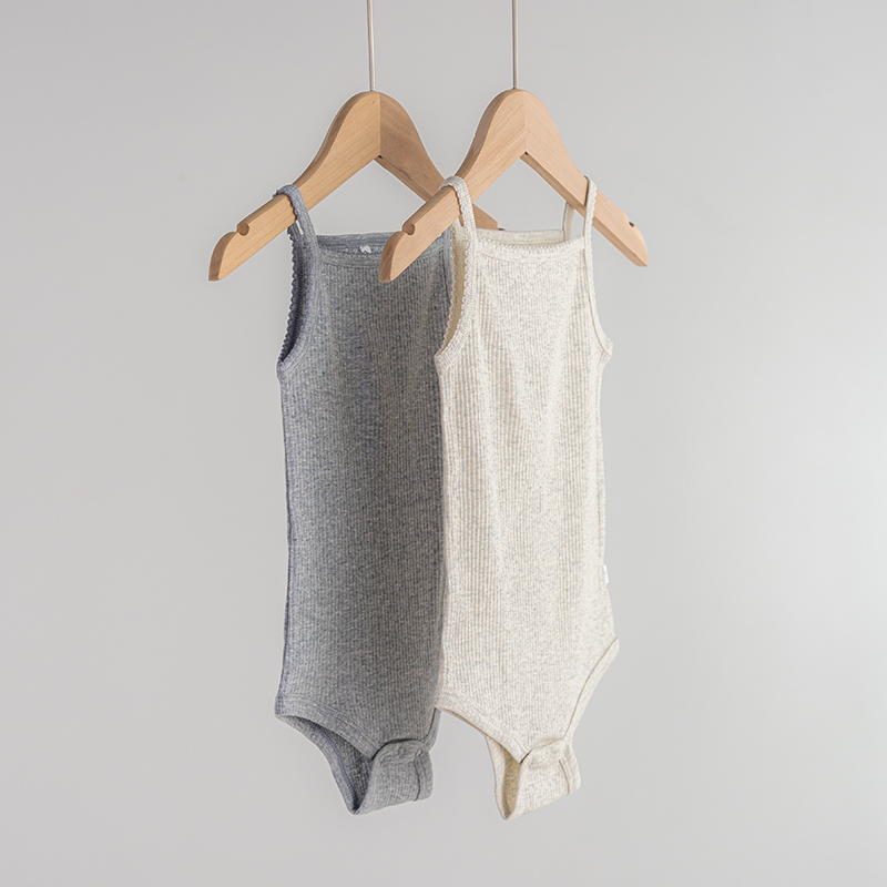 勾花边A类纯棉吊带包屁衣拉波米