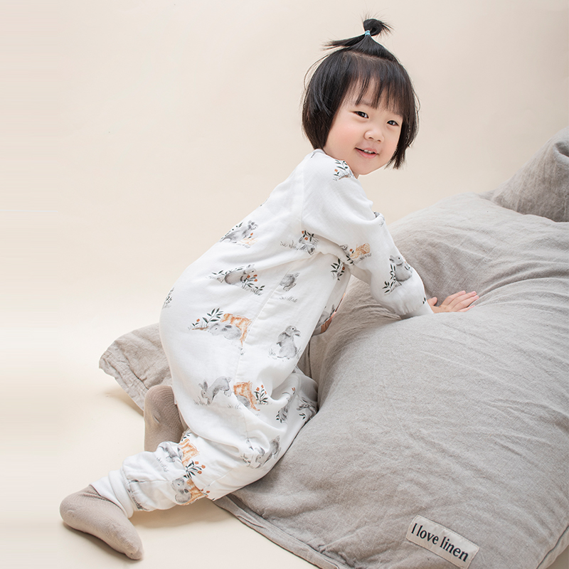 四层加厚竹棉睡袋分腿式爬服