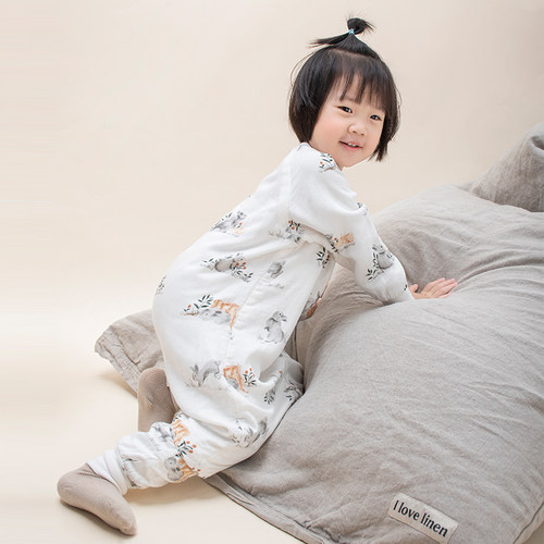 四层加厚竹棉睡袋分腿式爬服