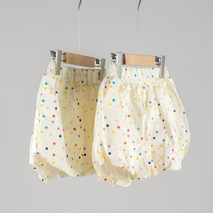 拉波米女宝宝南瓜裤纯棉短裤夏季新款儿童洋气花苞裤休闲宽松裤子