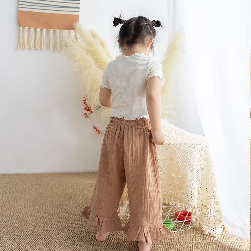 拉波米女童短袖上衣裤子两件套春秋新款女孩宝宝洋气时髦休闲套装