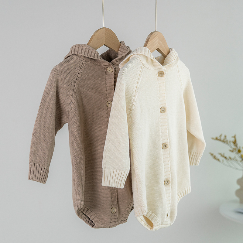 拉波米纯棉可爱小熊毛线包屁衣