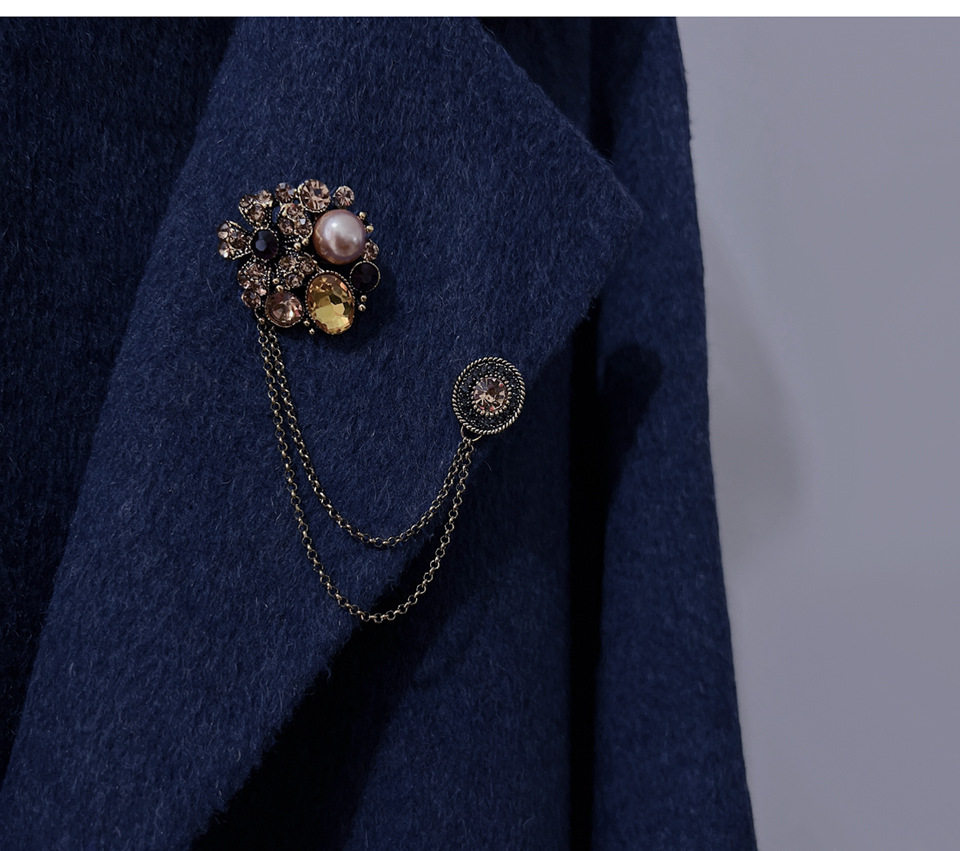 创意款复古山茶花链条胸针水钻男士西装领针别针花朵毛衣链配饰女,饰品/流行首饰/时尚饰品新,胸针,淘宝优惠券,粉丝福利购,淘宝优惠卷