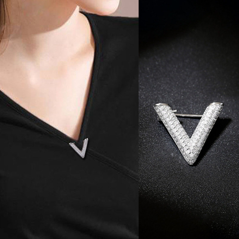 设计感胸针女V领满钻韩版简约防走光开衫别针扣服装毛衣扣配饰潮