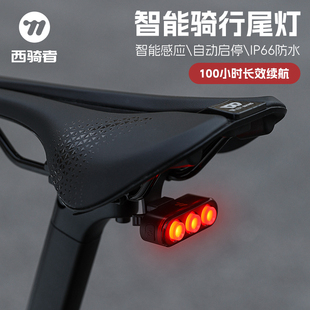 西骑者自行车灯山地公路车智能尾灯夜骑刹车警示灯充电灯骑行装备