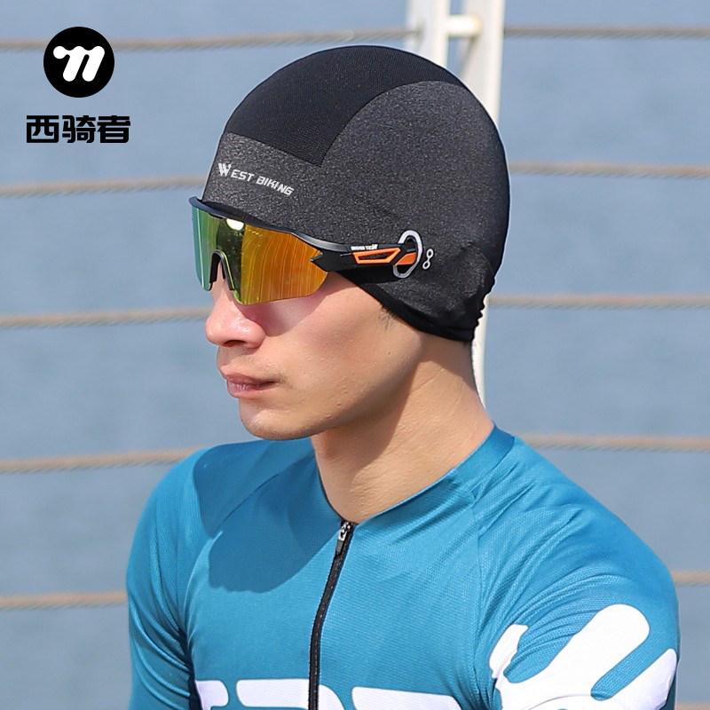 西骑者夏季骑行冰丝小帽头盔内衬头套自行车摩托车透气防晒帽子