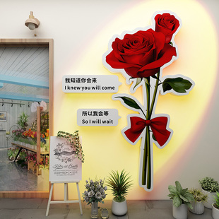 花店墙面装饰布置3d立体文字海报广告网红拍照区打卡背景墙贴纸