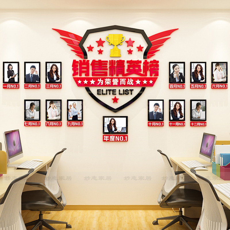 龙虎榜业绩墙贴创意业绩排行榜文化墙亚克力立体办公室照片墙装饰