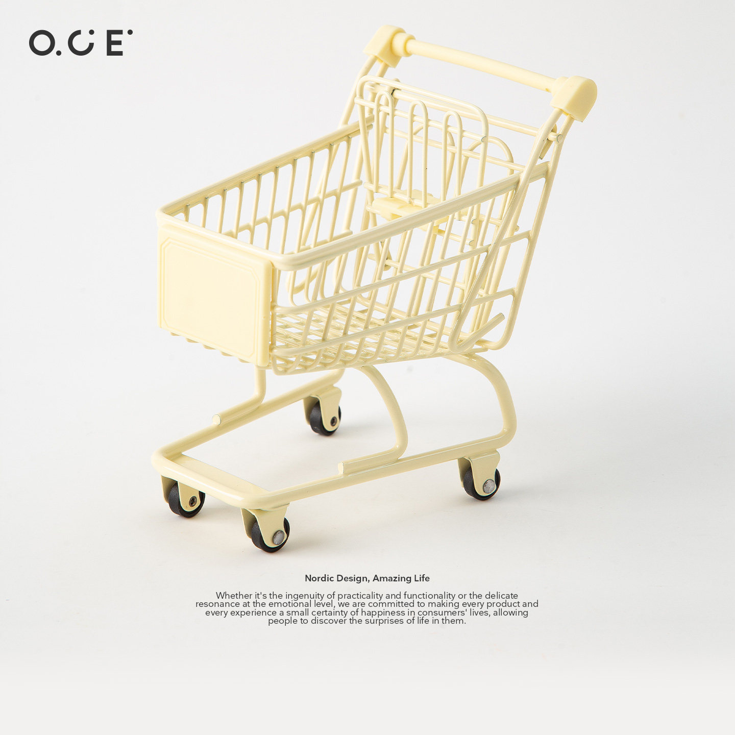 OCE金属小推车桌面收纳盒ins风铁艺超市购物车摆件创意迷你杂物篮