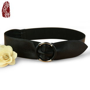 女士真皮头层牛皮腰封黑色百搭时尚 带 皮带配裙宽腰带连衣裙大衣裤